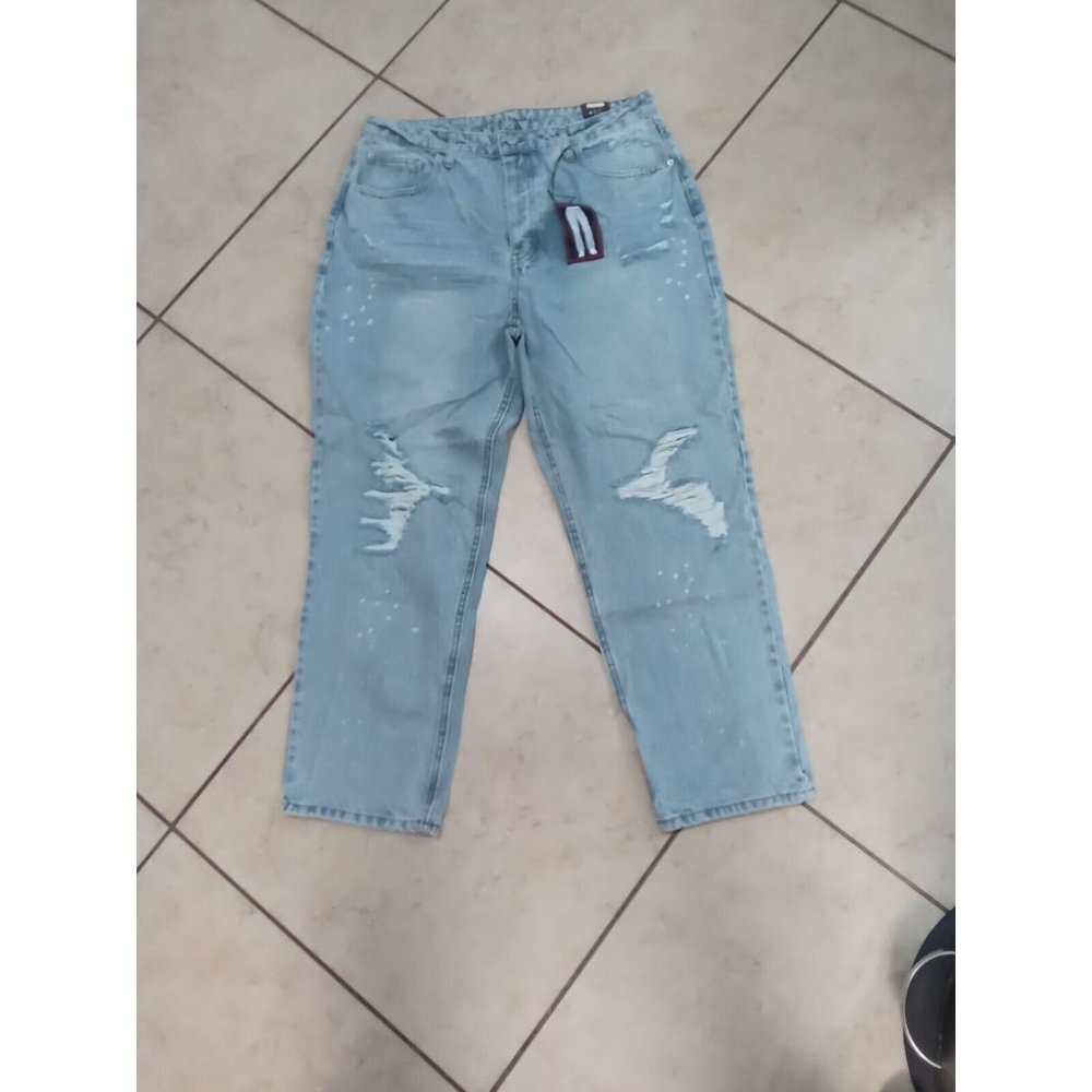 No Boundaries Women's 17 Jeans Straight Super High Rise Button Fly Light Wash #2